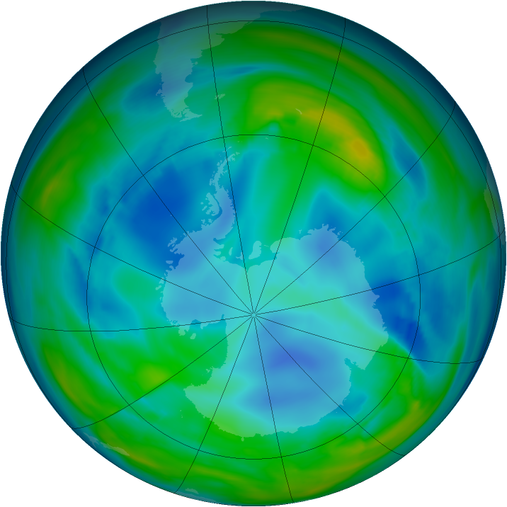 Antarctic ozone map for 01 August 2006